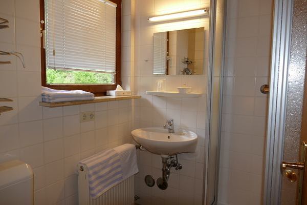Badeszimmer mit Dusche/ Wc der Ferienwohnung "Ruheckle" des Gasthaus Felsenstble in St. Mrgen im Schwarzwald